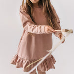 Pehr-French Terry Ruffle Hem Dress-Soft Peony-3