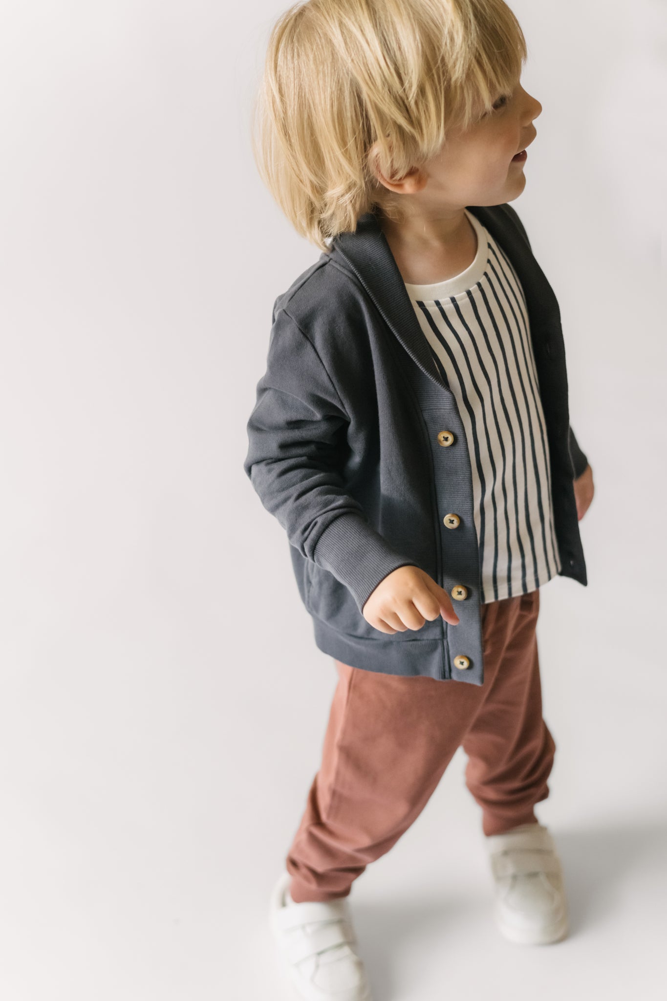 Pehr-French Terry Shawl Cardigan-Ink Blue-2