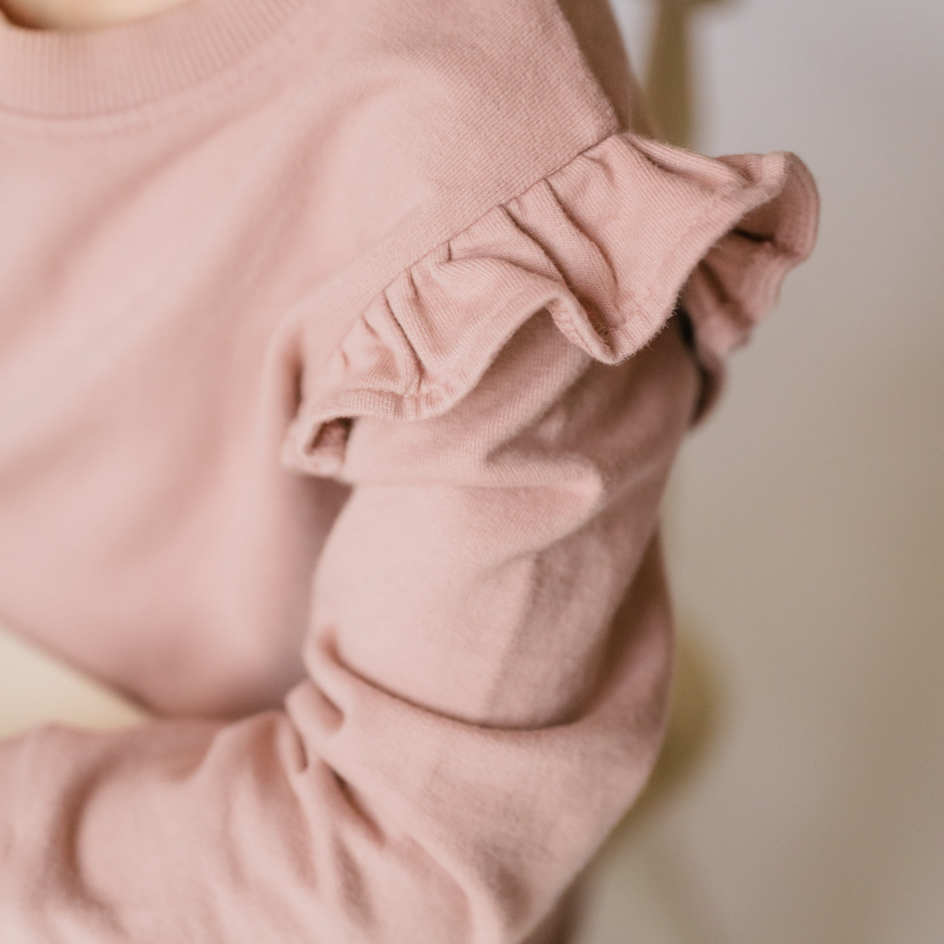 Pehr-Kids French Terry Ruffle Sweatshirt-Soft Peony-2