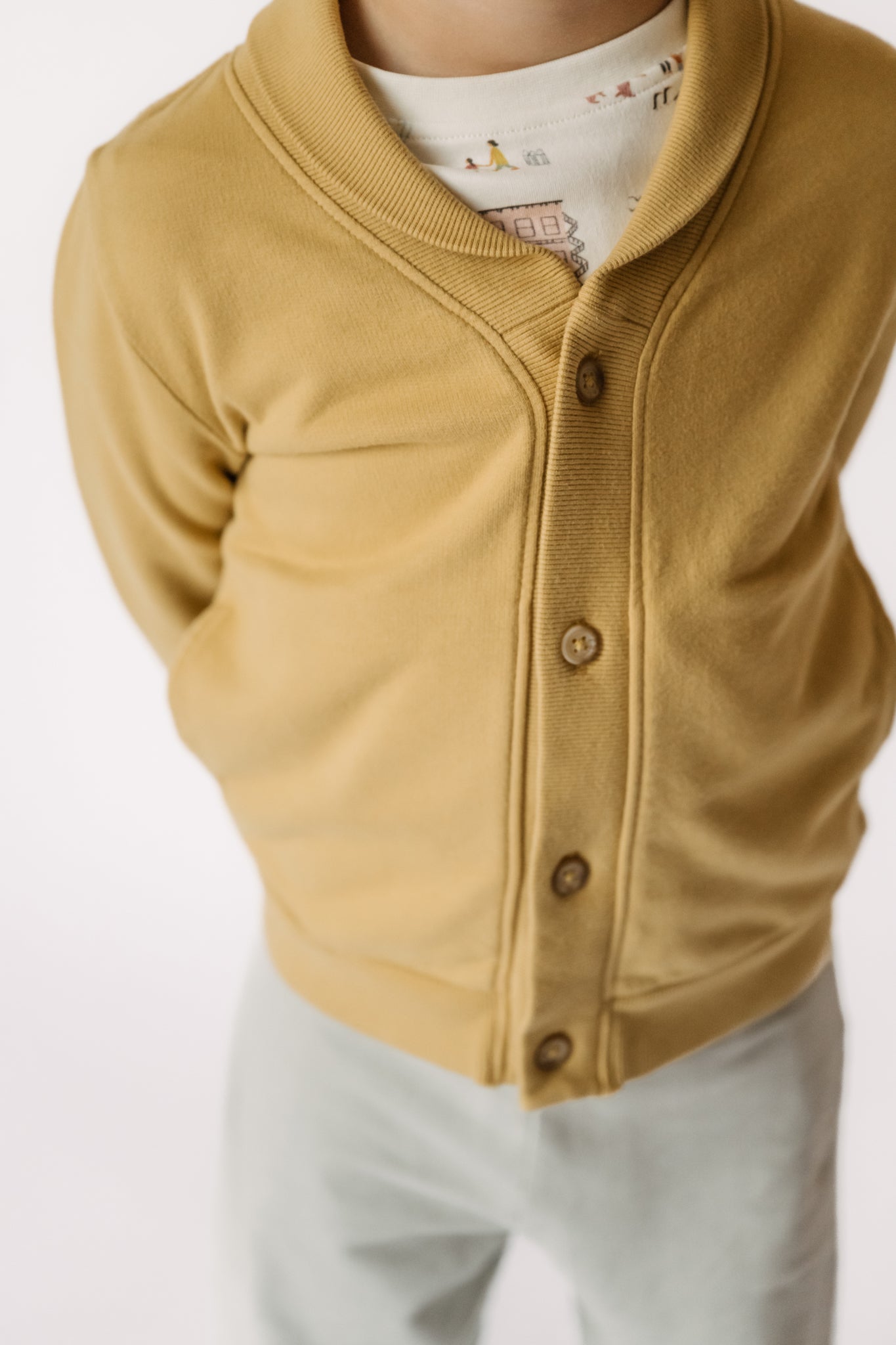 Pehr-French Terry Shawl Cardigan-Dijon-2