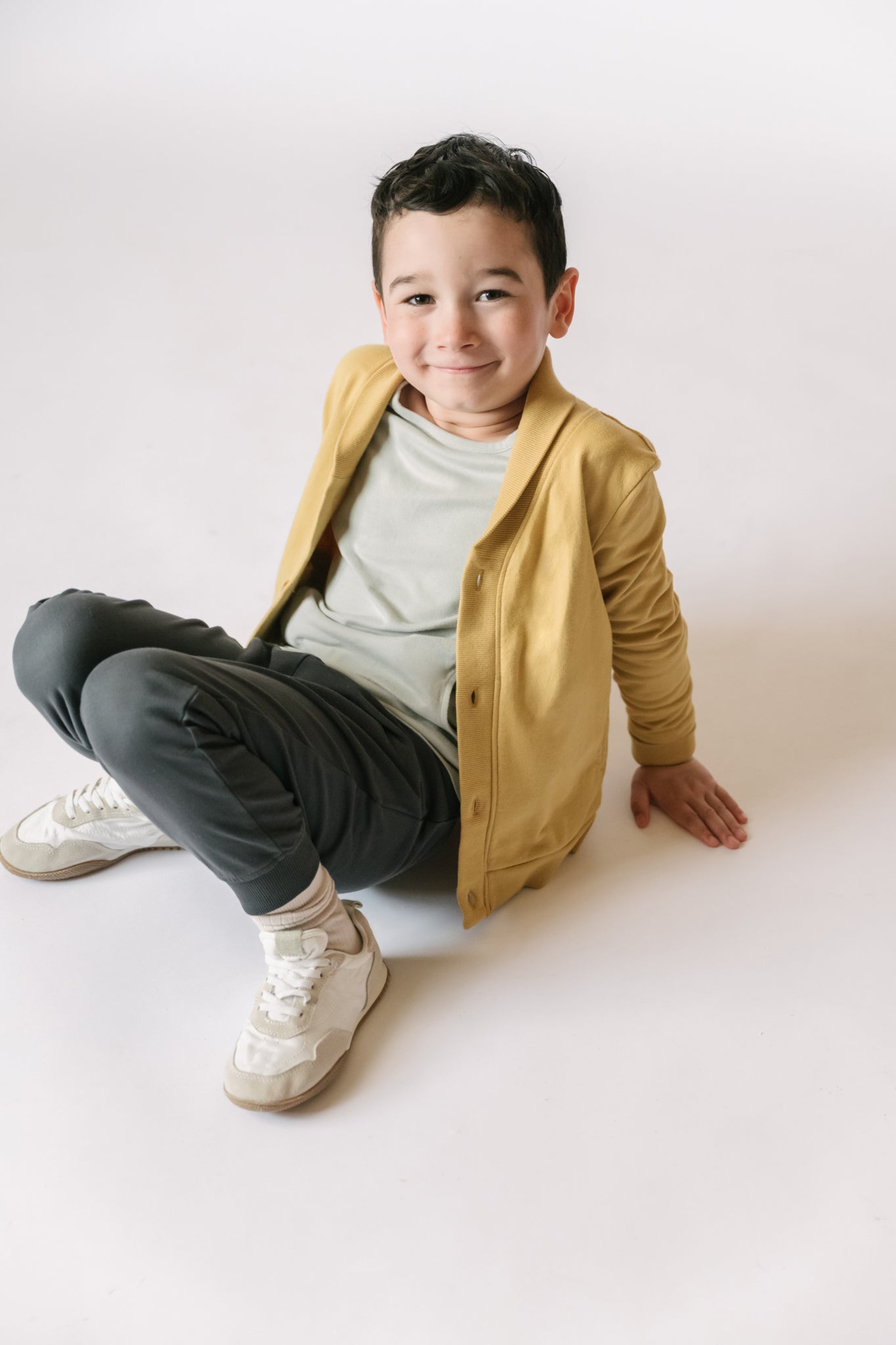 Pehr-French Terry Shawl Cardigan-Dijon-5