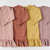 Pehr-Kids French Terry Ruffle Hem Dress-Clay-3