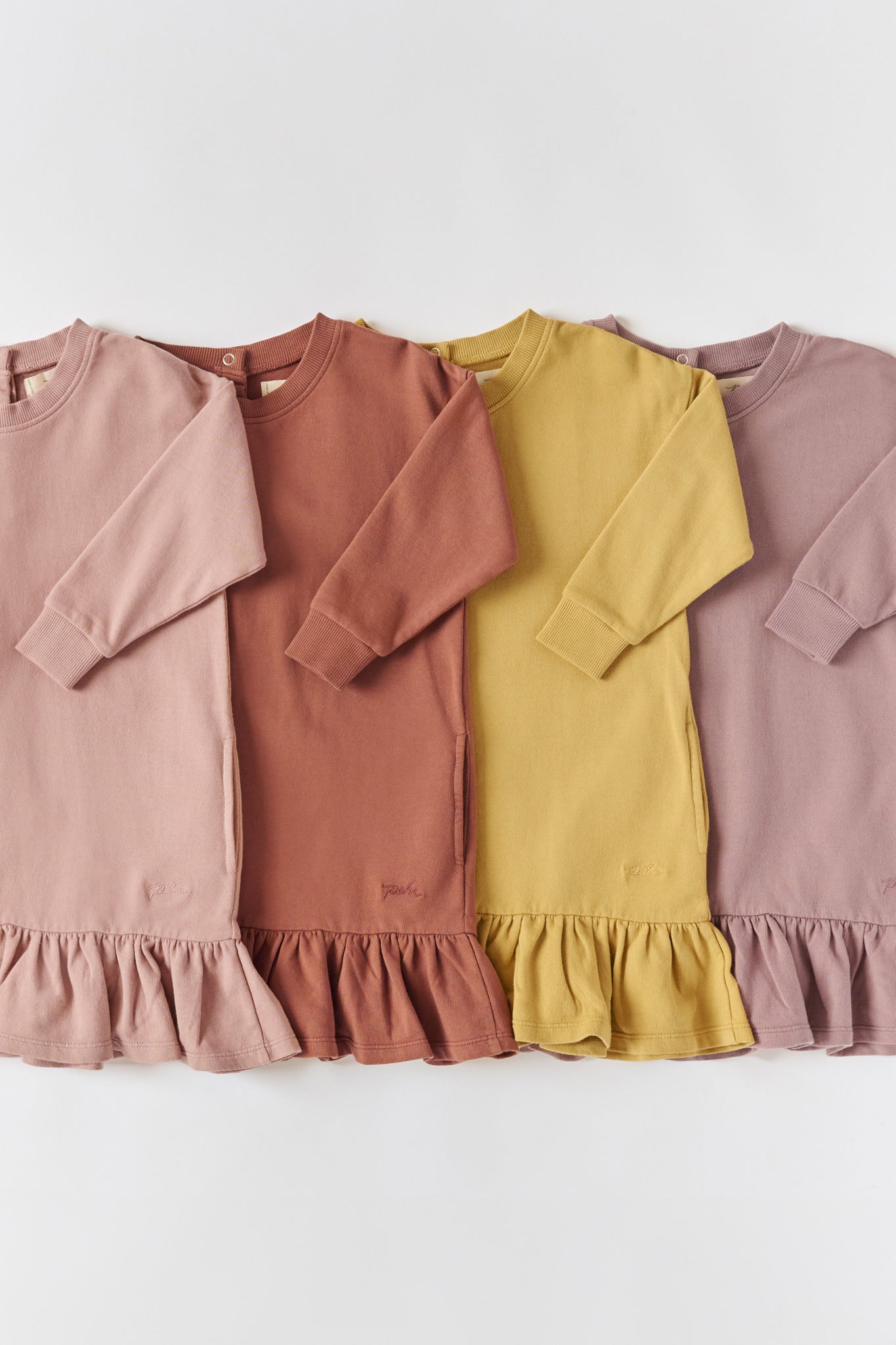 Pehr-Kids French Terry Ruffle Hem Dress-Clay-3