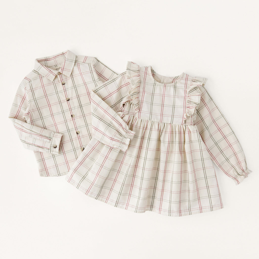 Holiday Check Button-Up Shirt - Noel- Collection Flat Lay