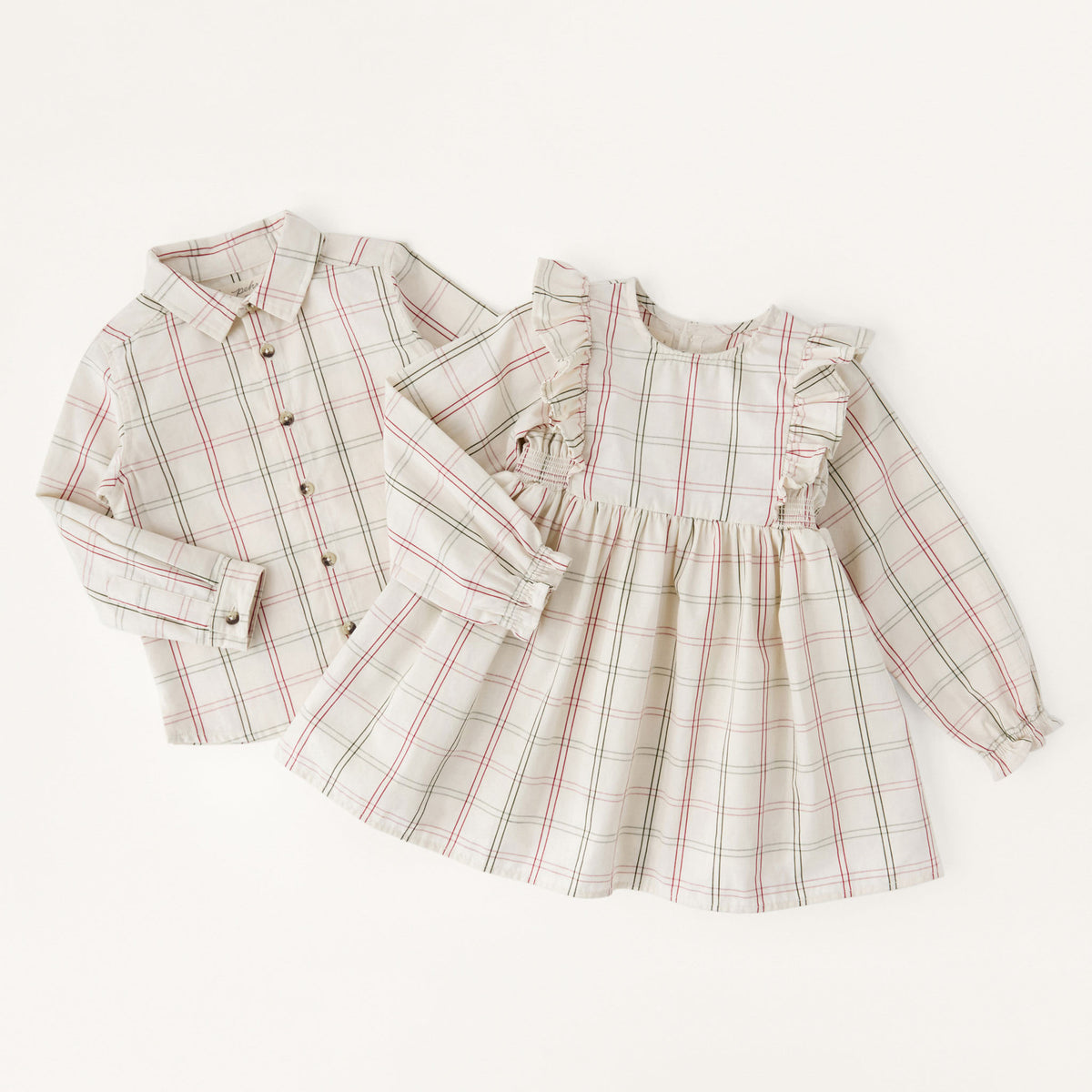 Holiday Check Button-Up Shirt - Noel- Collection Flat Lay