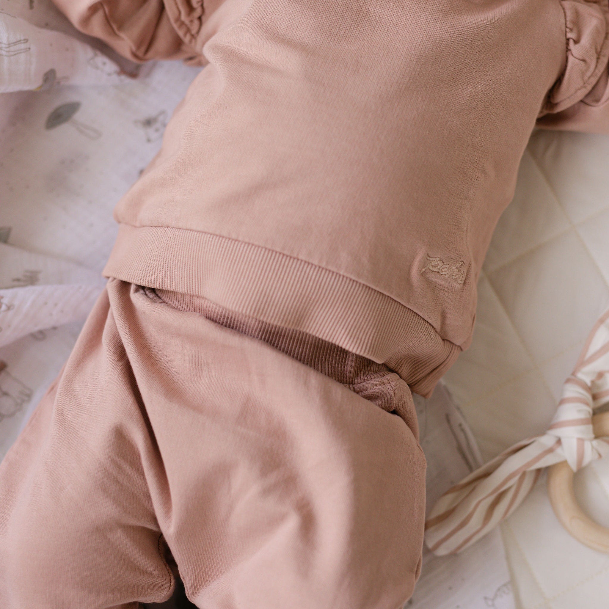 kids french terry matching set soft peony