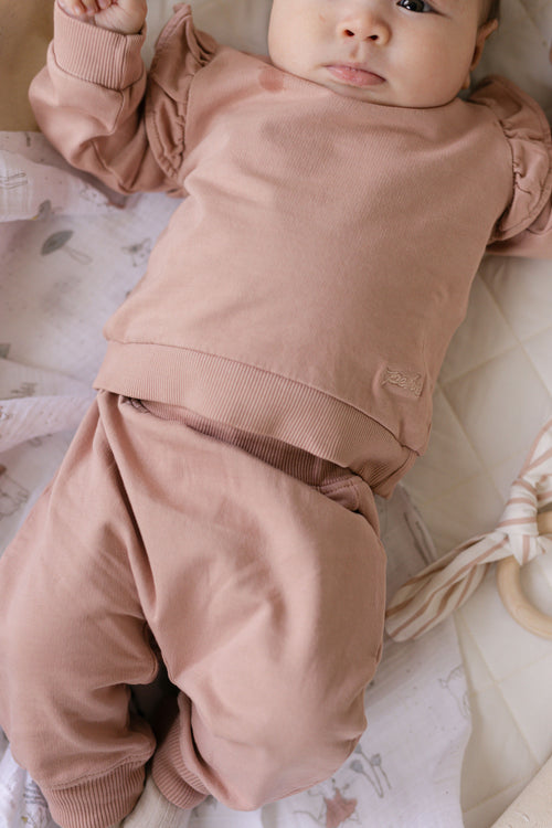 kids french terry matching set soft peony