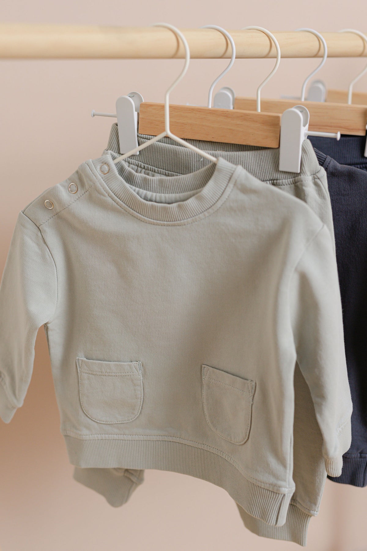 kids french terry matching set soft sea