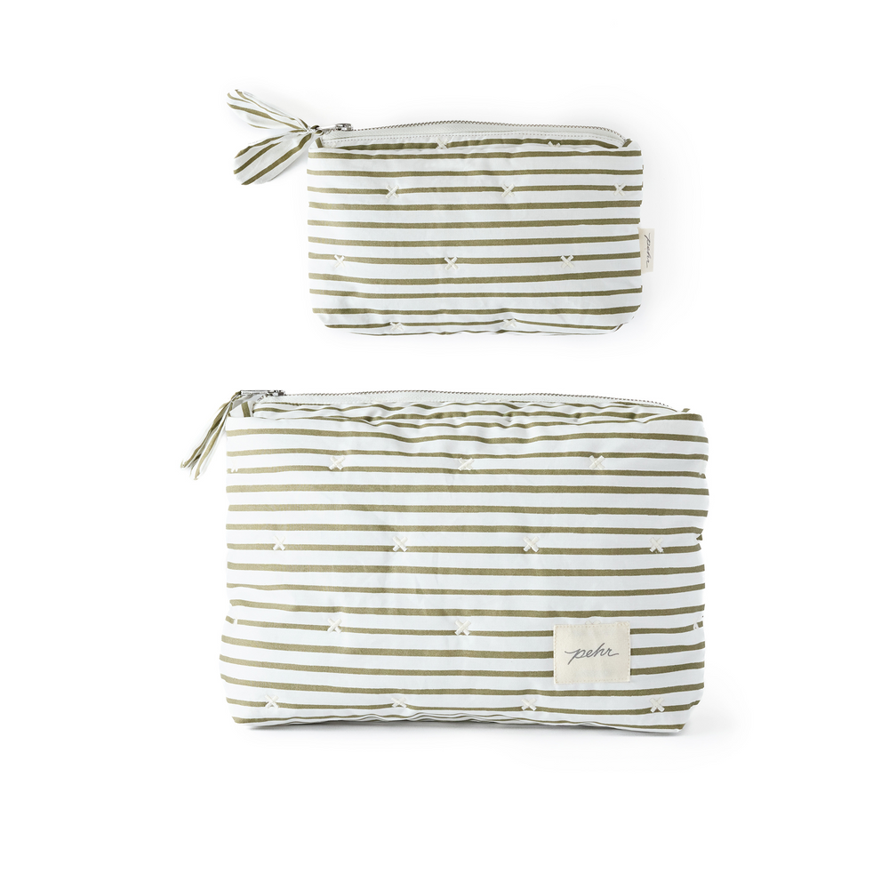 On The Go Pouch Set Bundle - Travel Pehr Stripes Away Olive  