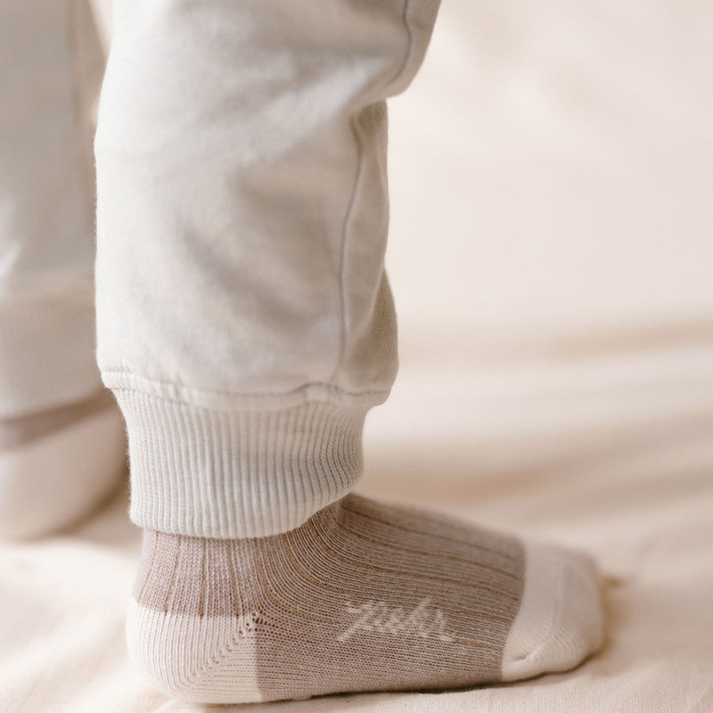 Pehr-Crew Socks with Grips 3 - Pack-Light Mushroom Set-2