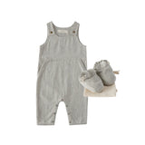 Overall and Bootie Set - Railroad Stripe