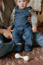 kids overall and bootie set vintage wash