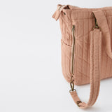 Twill Convertible Diaper Bag- Peony- Side Shot