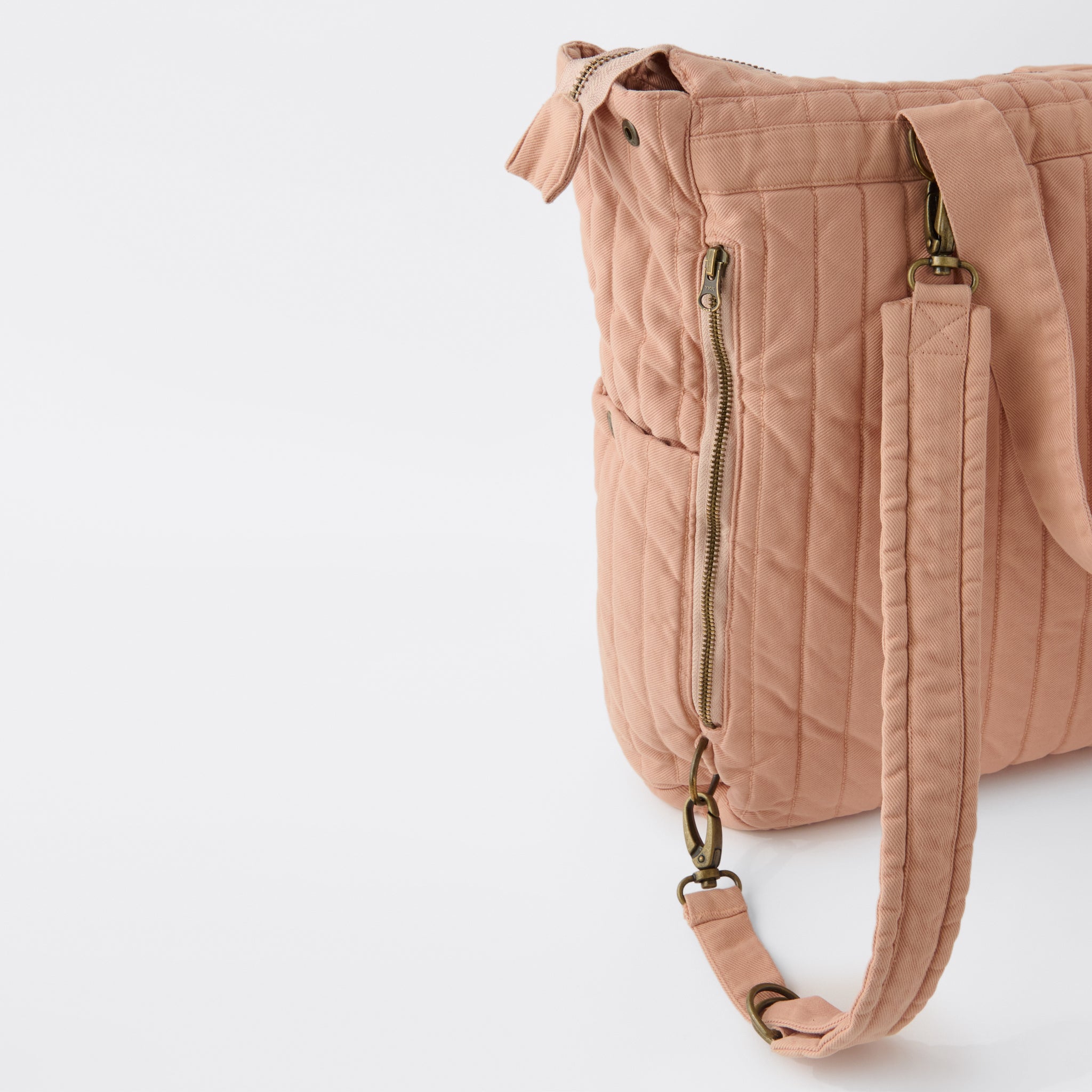 Twill Convertible Diaper Bag- Peony- Side Shot
