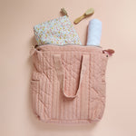 Twill Convertible Diaper Bag- Peony- Front Shot
