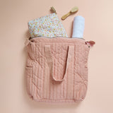 Twill Convertible Diaper Bag- Peony- Front Shot
