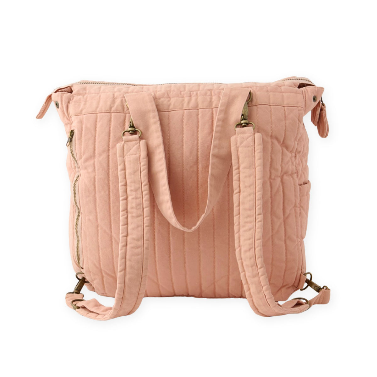 Twill Convertible Diaper Bag- Peony- Back Shot