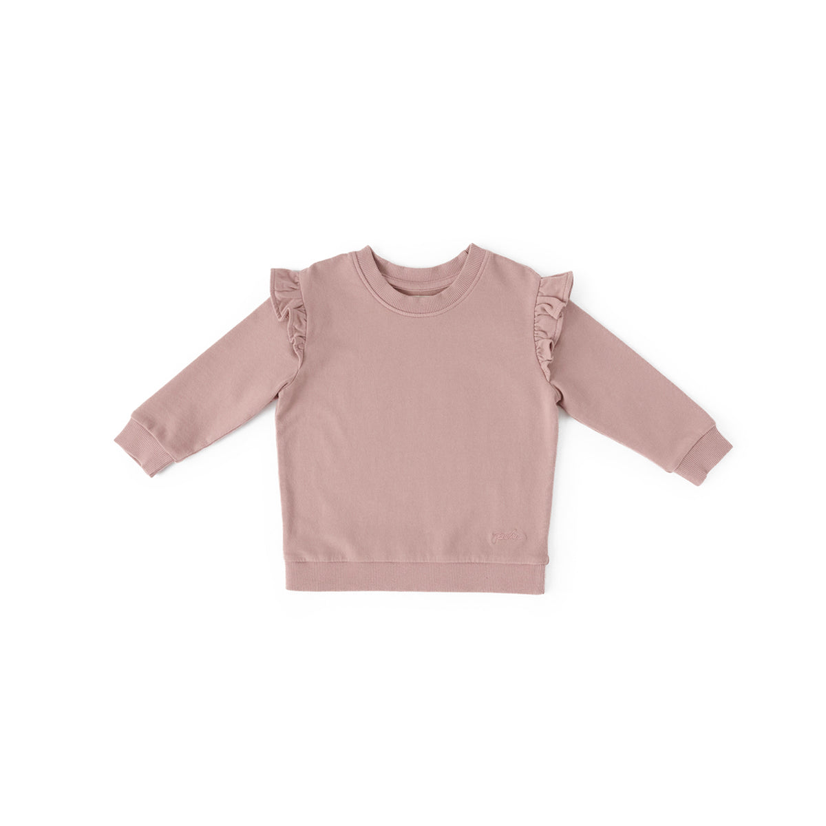 Pehr-Toddler French Terry Ruffle Sweatshirt-Soft Peony-1