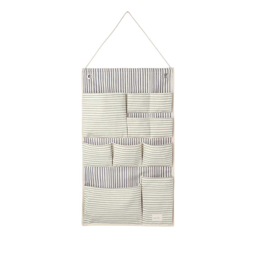 hanging wall organizer stripes away sea in blues pattern