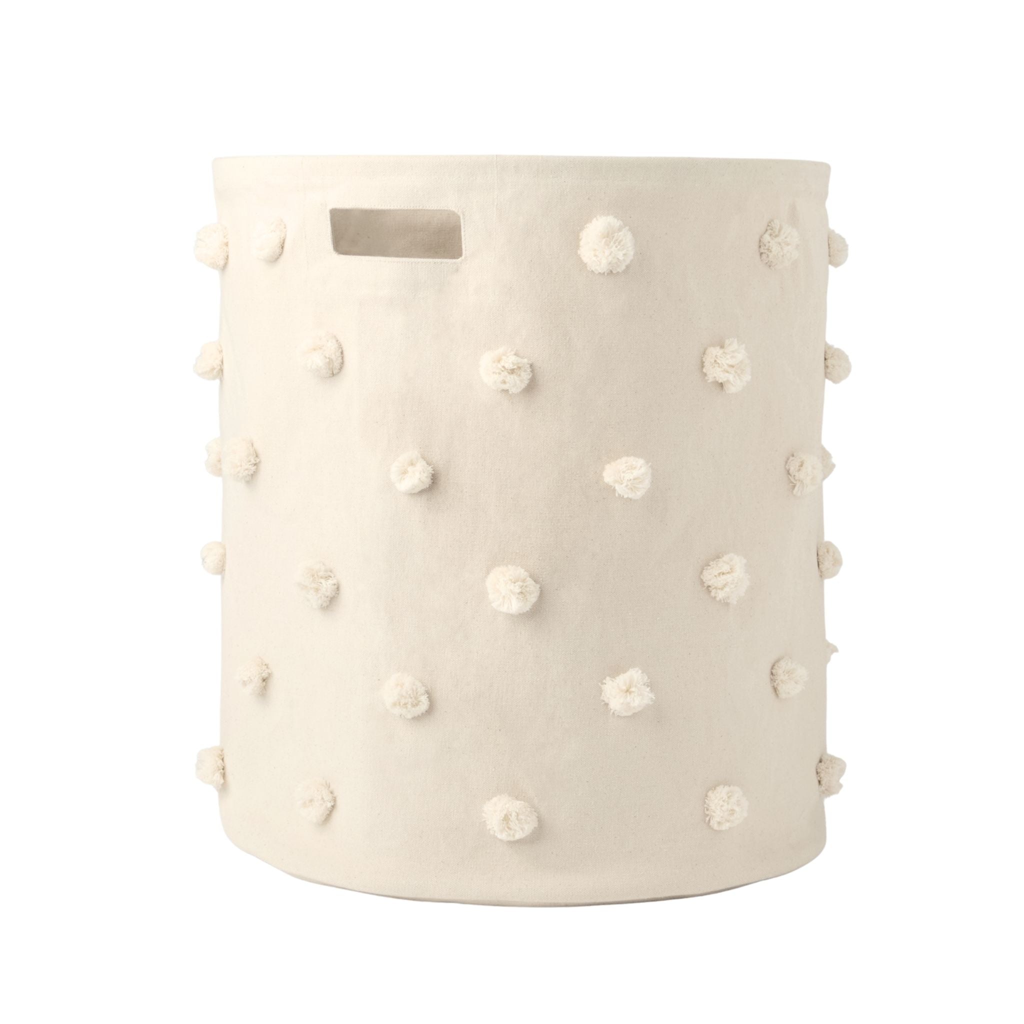 pom hamper natural in neutrals pattern w/ring