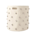 pom hamper grey in neutrals pattern w/ring