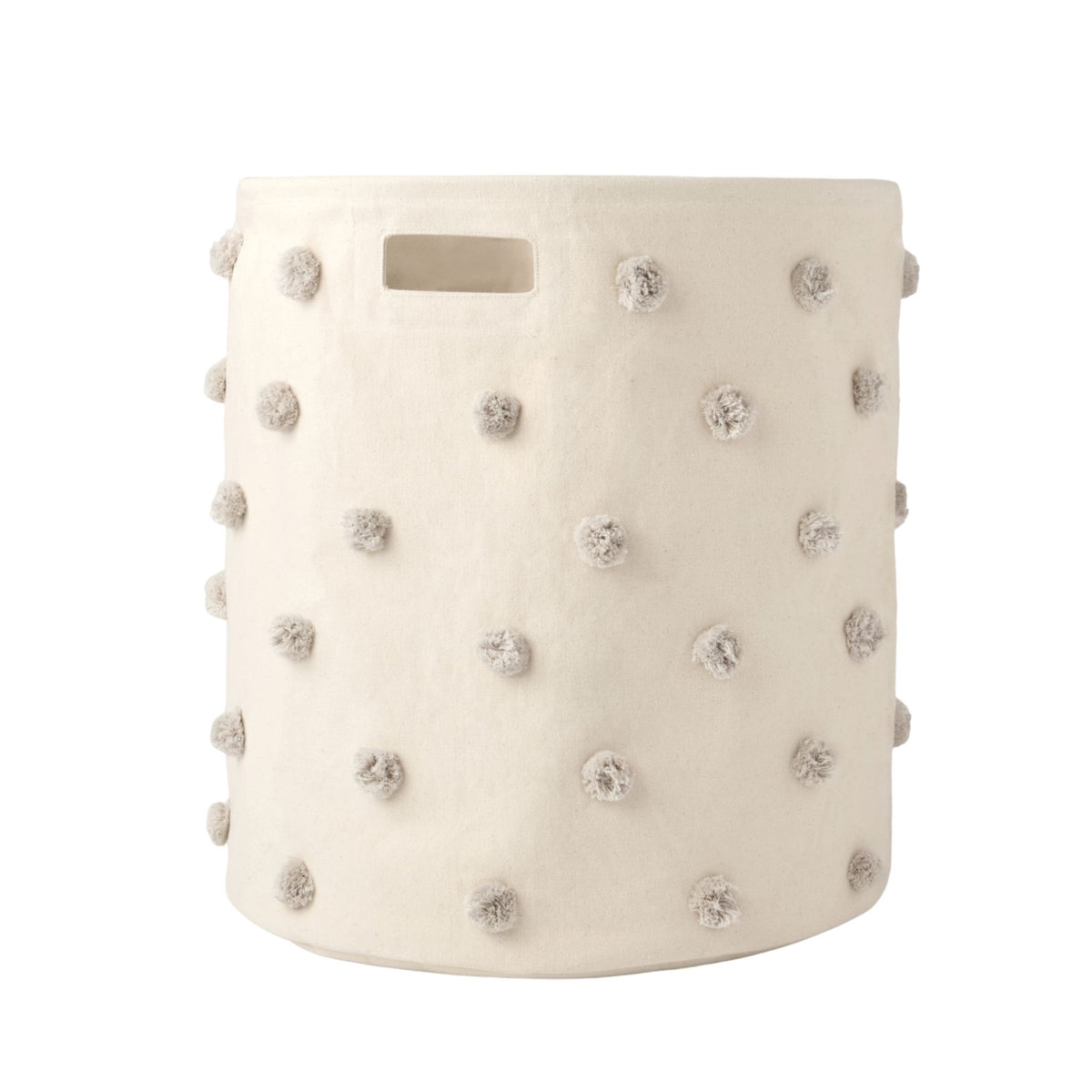 pom hamper grey in neutrals pattern w/ring