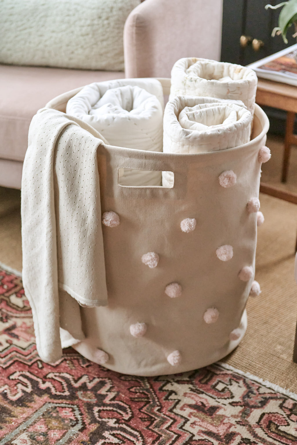 pom hamper grey w/ring