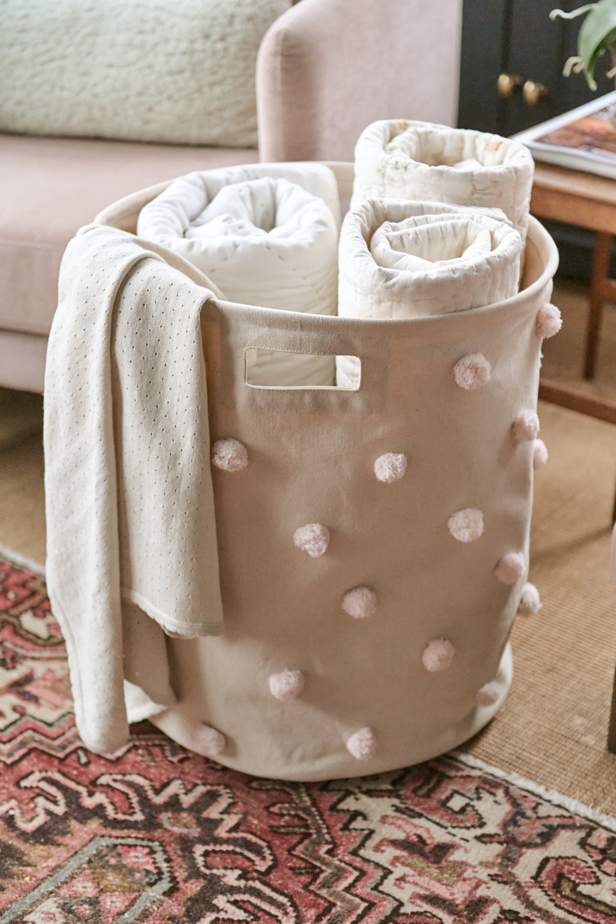 pom hamper grey w/ring