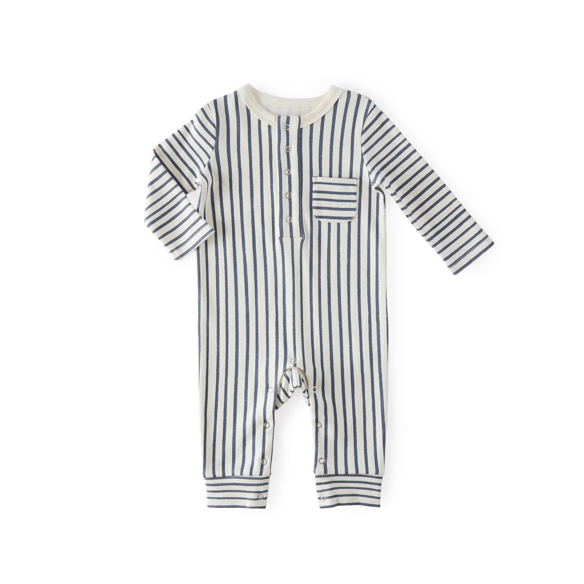 Pehr-Pocket Romper-Stripes Away Ink Blue-1