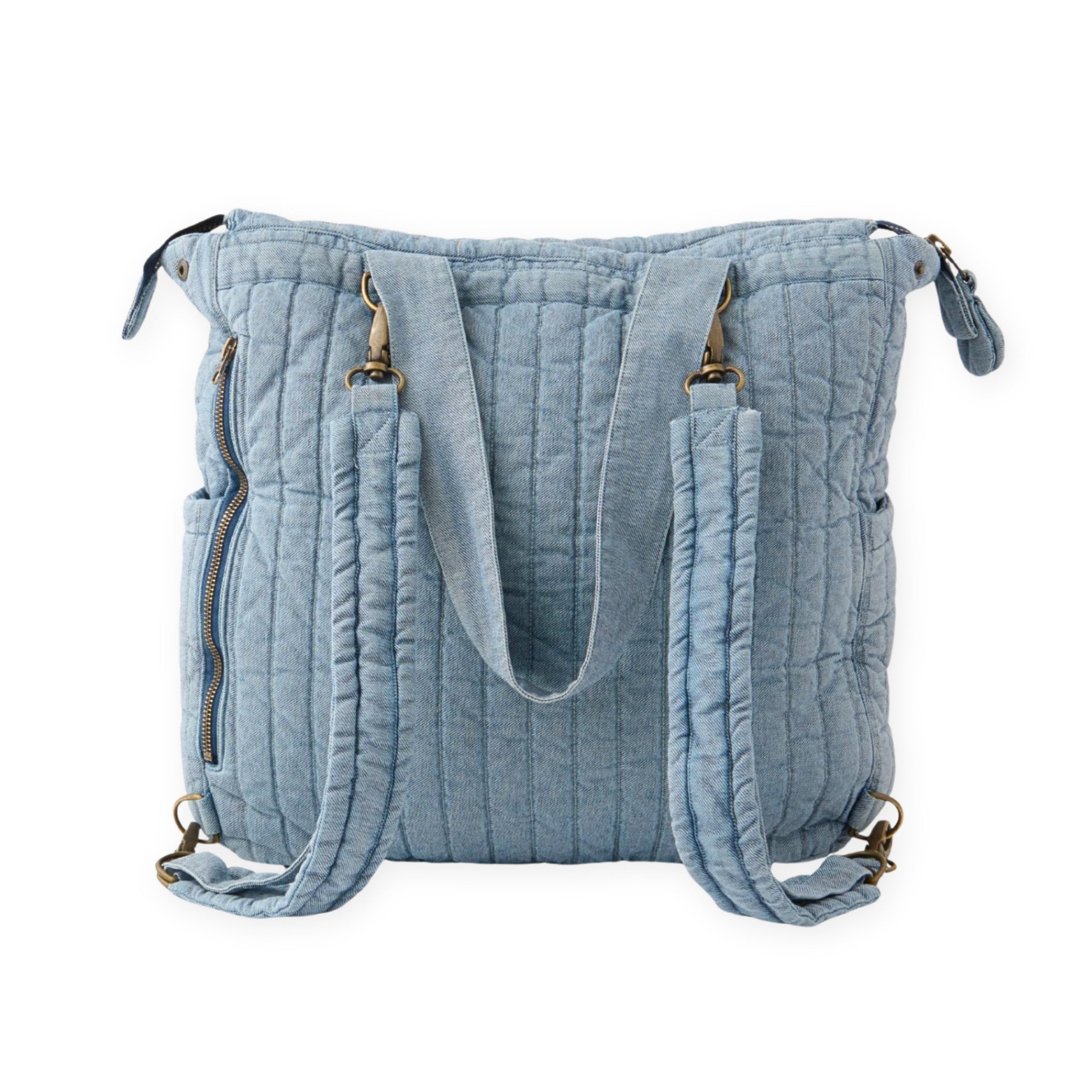 Soft Indigo Twill Convertible Diaper Bag- Back