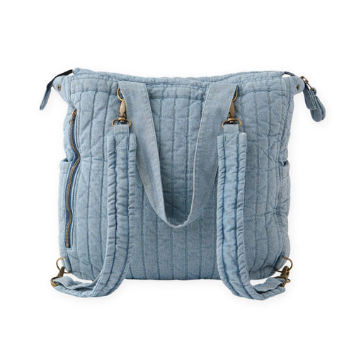 Soft Indigo Twill Convertible Diaper Bag- Back
