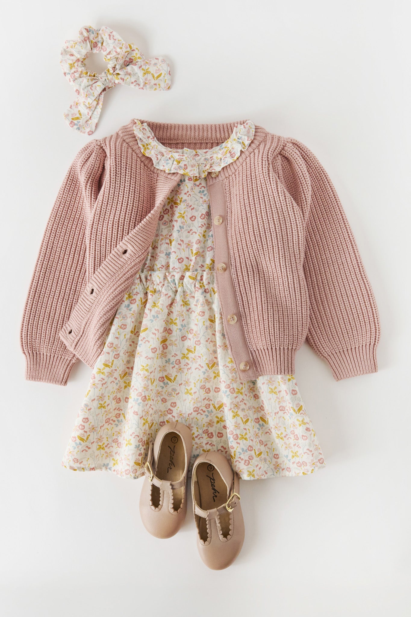 Pehr-Cotton Knit Toddler Cardigan-Stone-5
