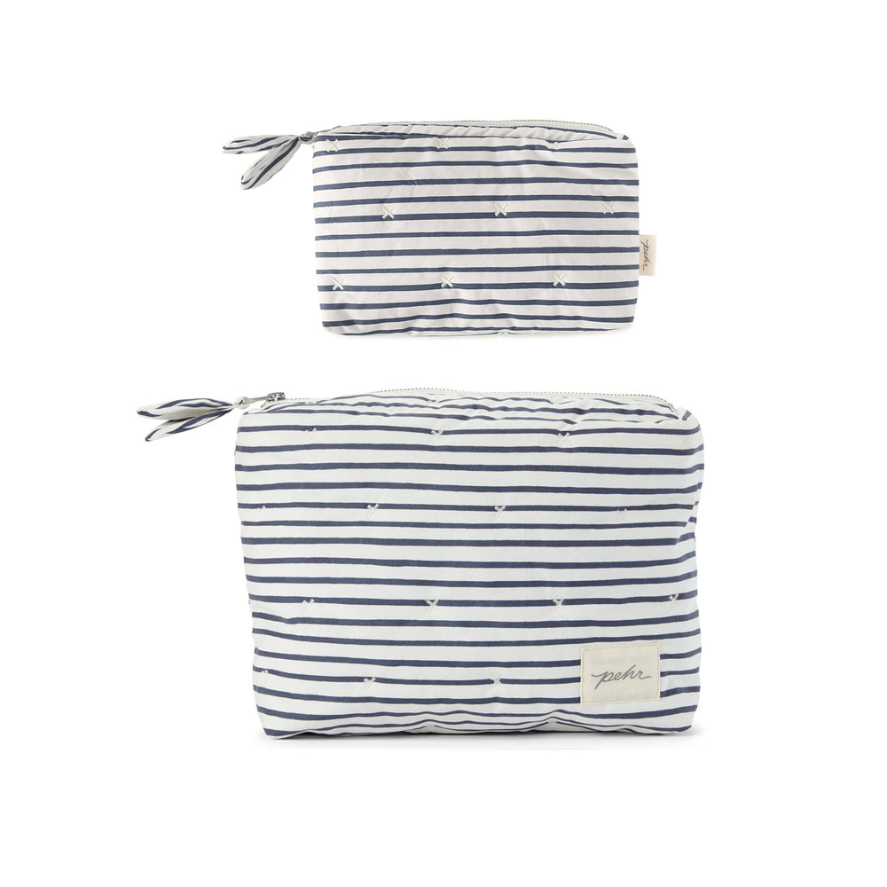 On The Go Pouch Set Bundle - Travel Pehr Stripes Away Ink Blue  