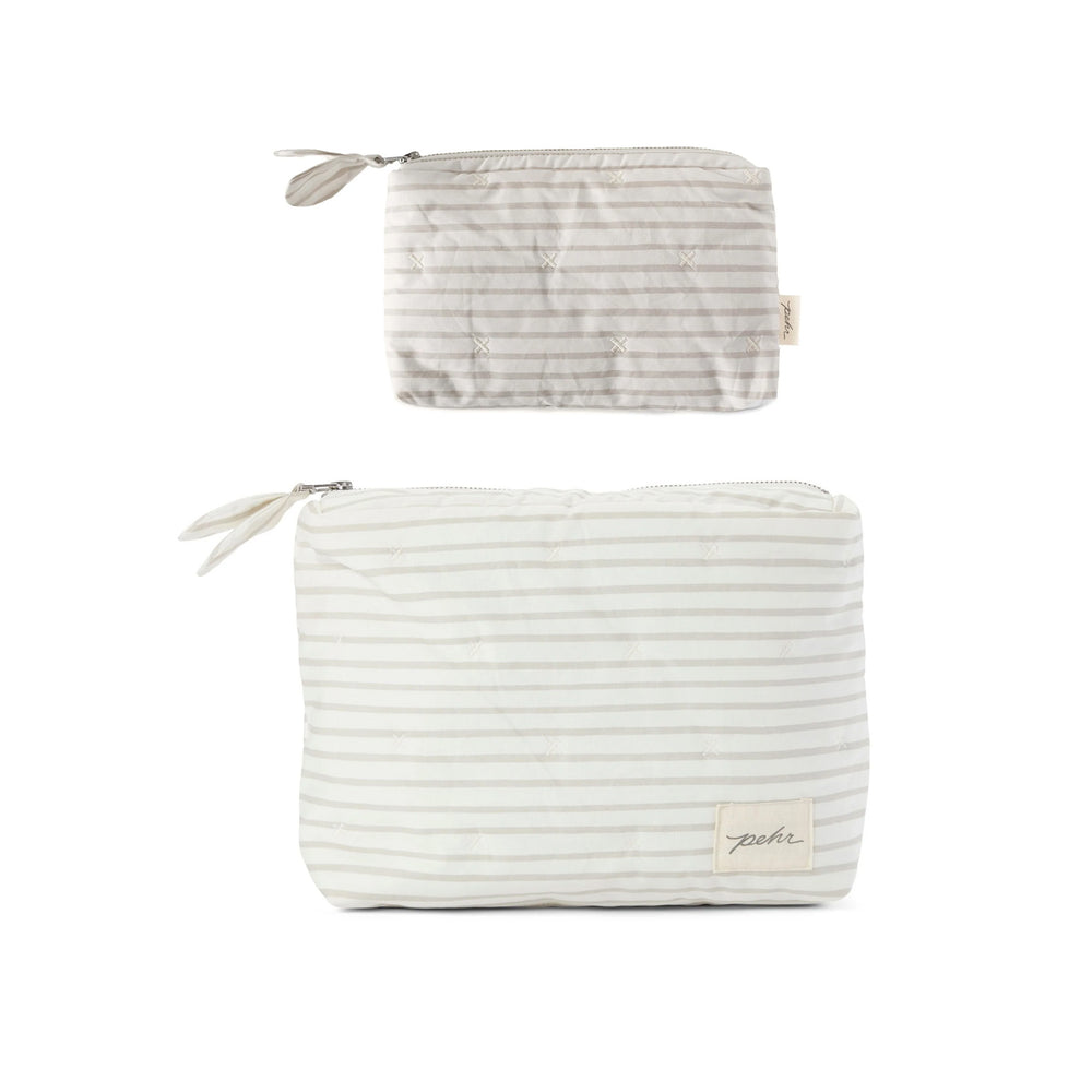 On The Go Pouch Set Bundle - Travel Pehr Stripes Away Pebble Grey  