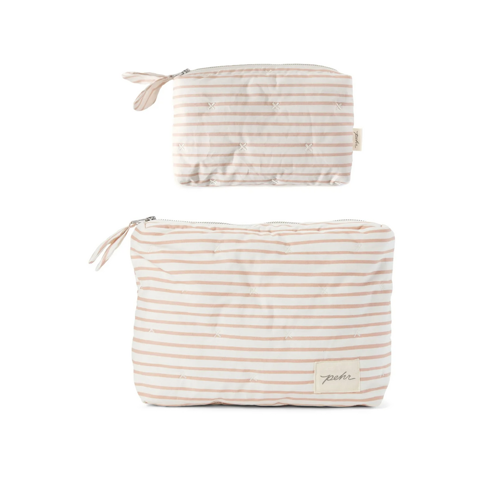 On The Go Pouch Set Bundle - Travel Pehr Stripes Away Rose Pink  
