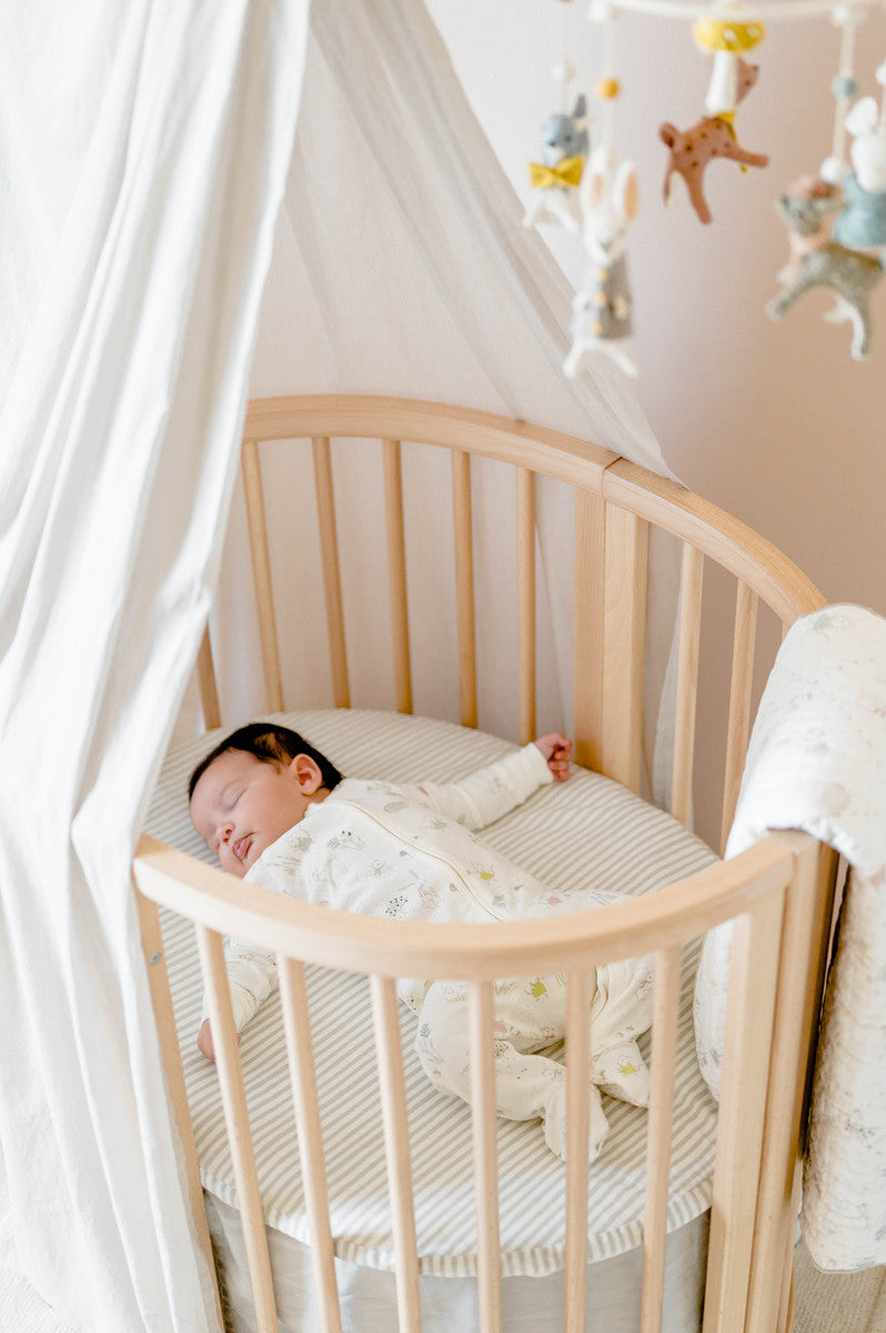 Pehr-Stokke x Pehr Fitted Sheet - V3-Stripes Away Pebble Grey Sleepi Mini-2