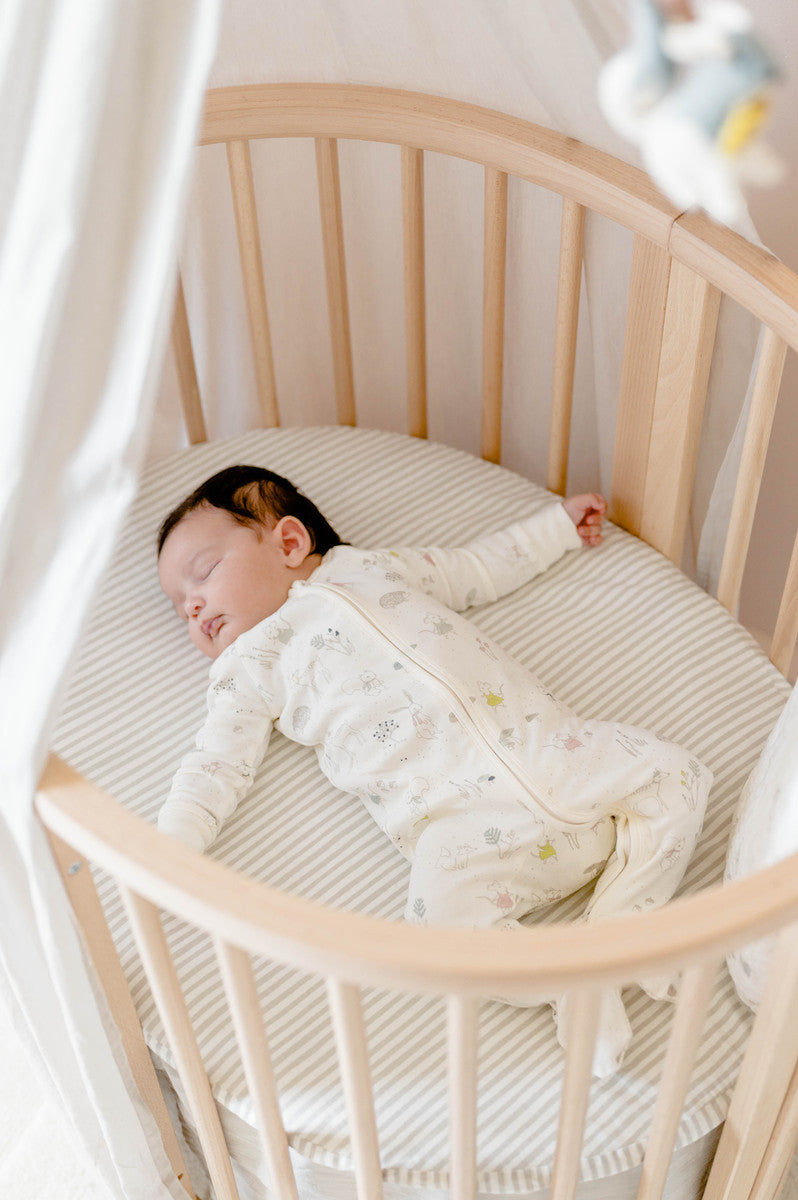 Pehr-Stokke x Pehr Fitted Sheet - V3-Stripes Away Pebble Grey Sleepi Mini-3