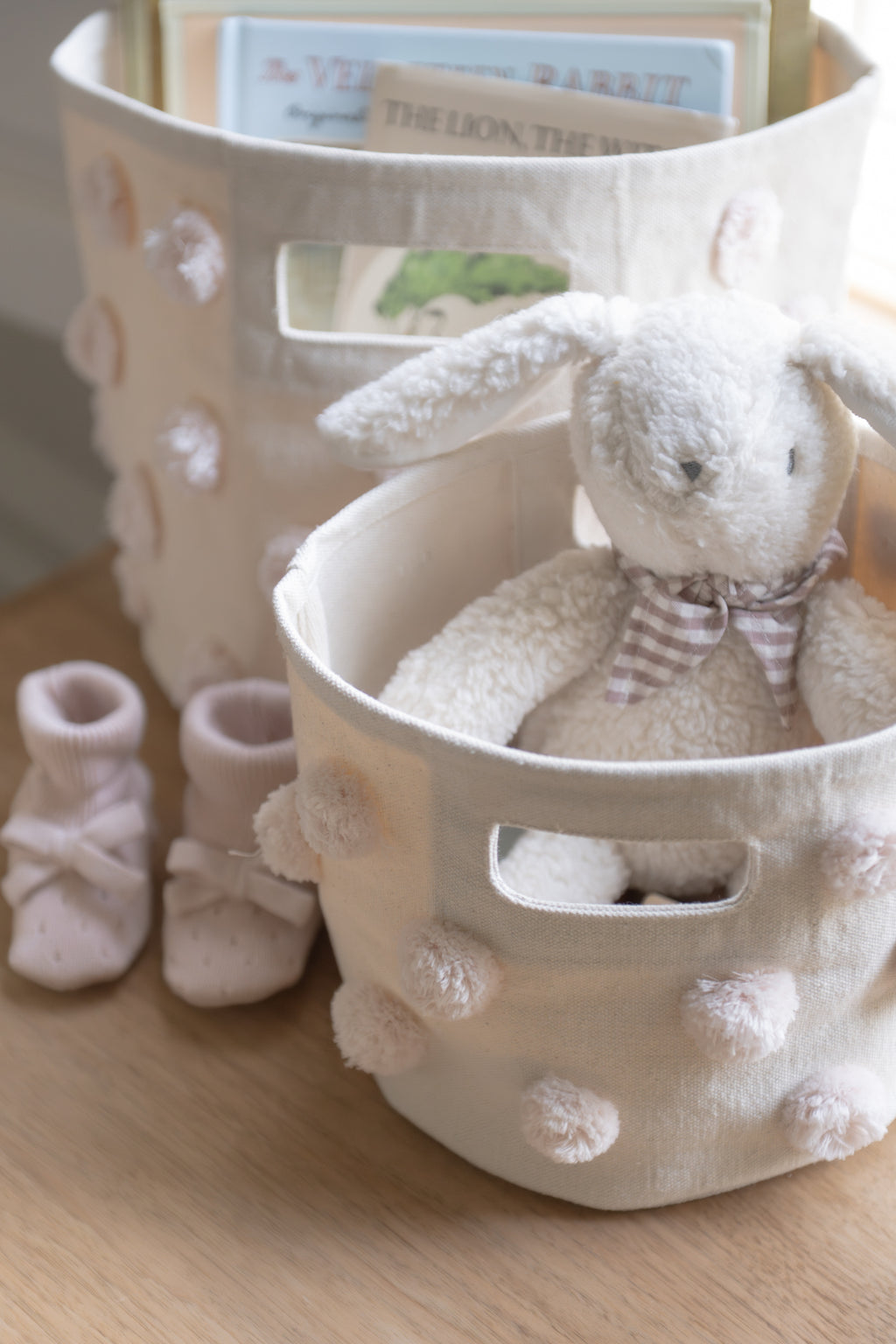 kids pom storage set blush