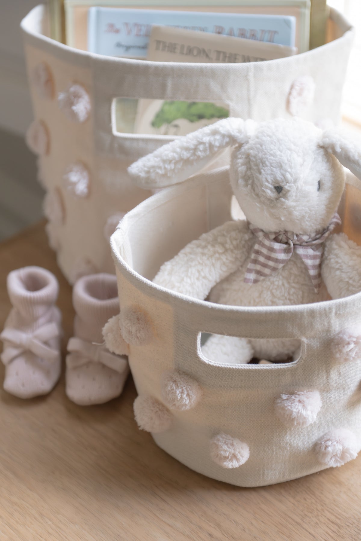 kids pom storage set blush