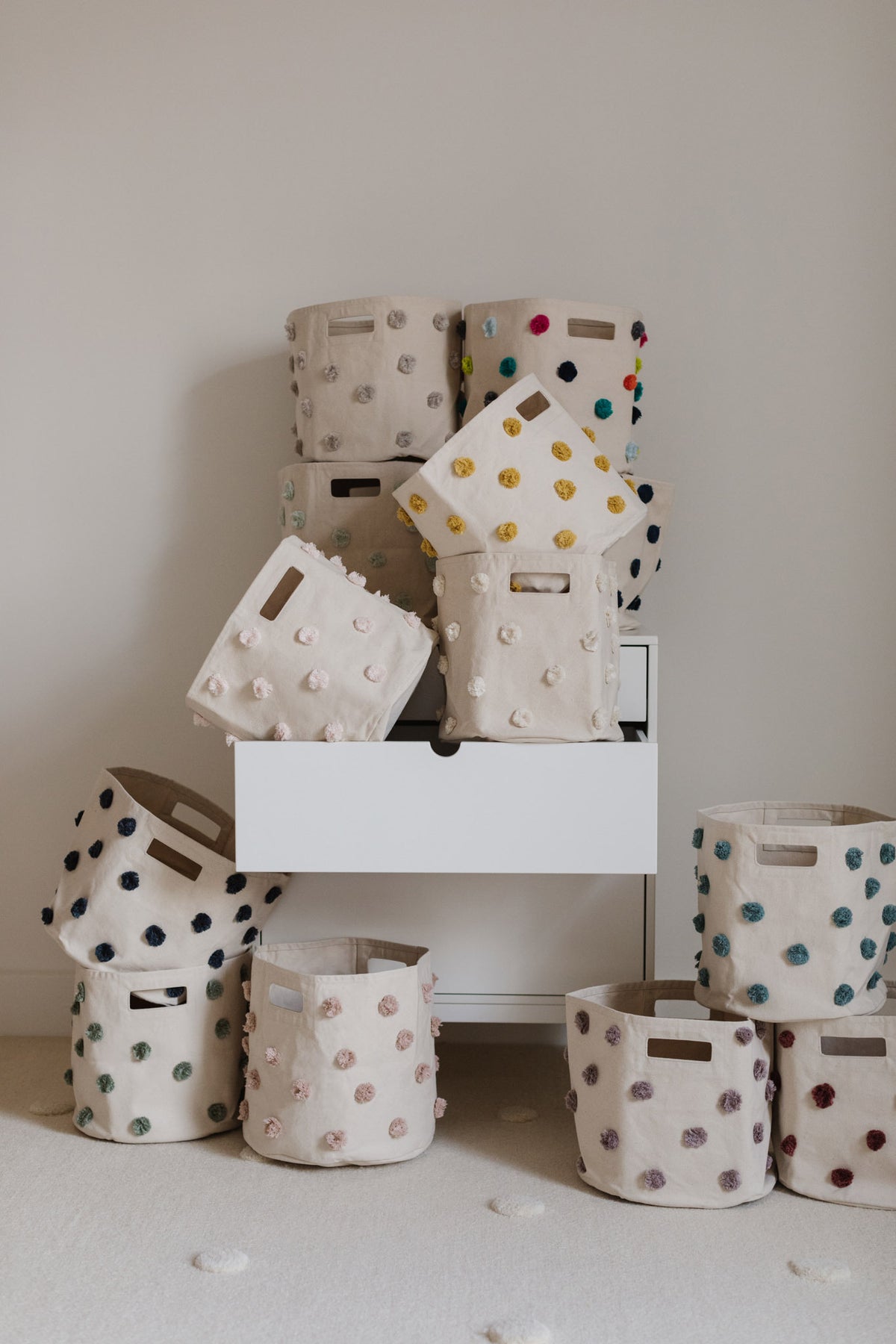 kids pom storage set blush
