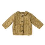 Coated Quilted Ruffle Jacket - Spotted- Front