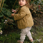 Coated Quilted Ruffle Jacket - Spotted- On Model- Side