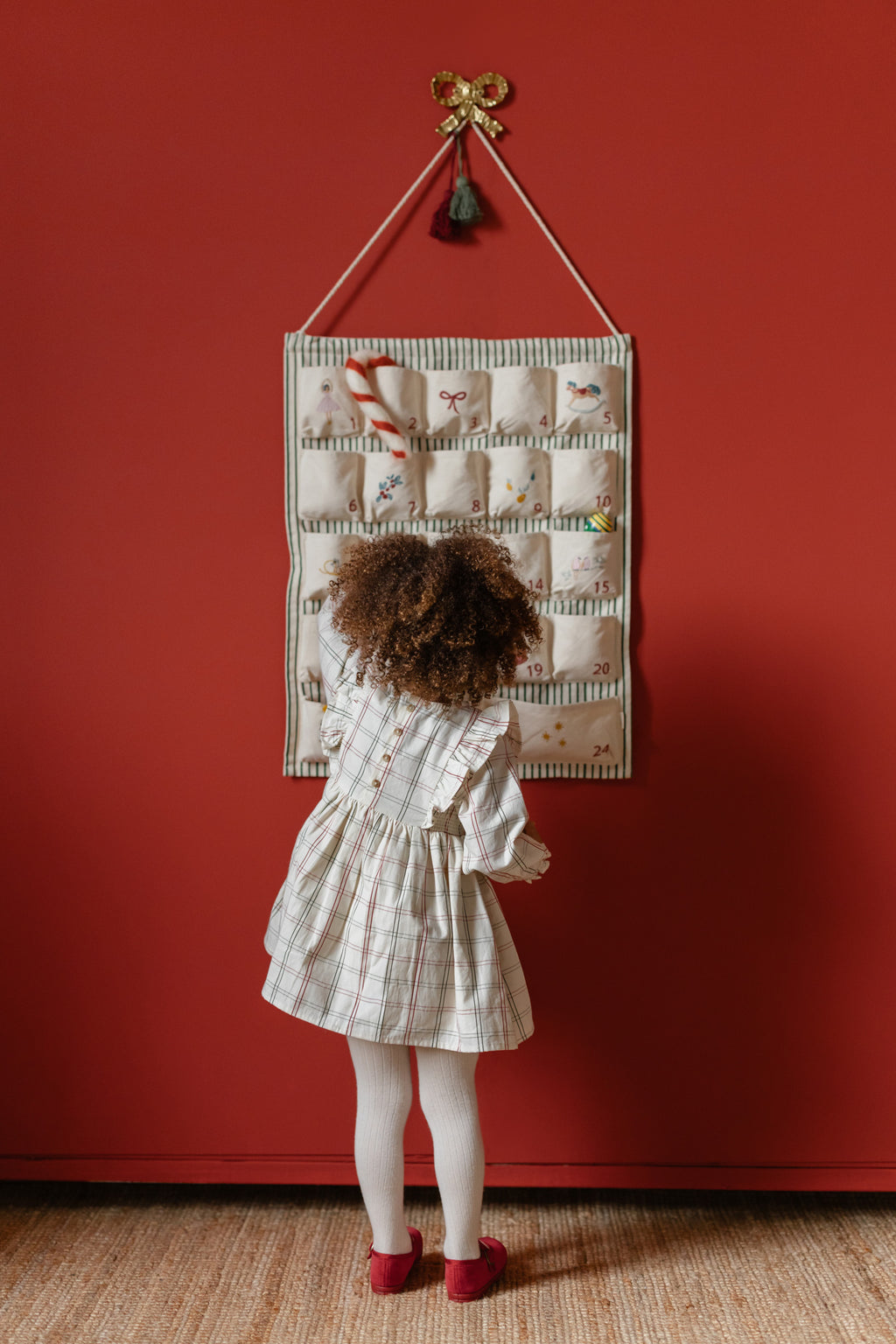 Advent Calendar - Countdown to Christmas- Hanging- Holiday- Decor- Toddler in Dress