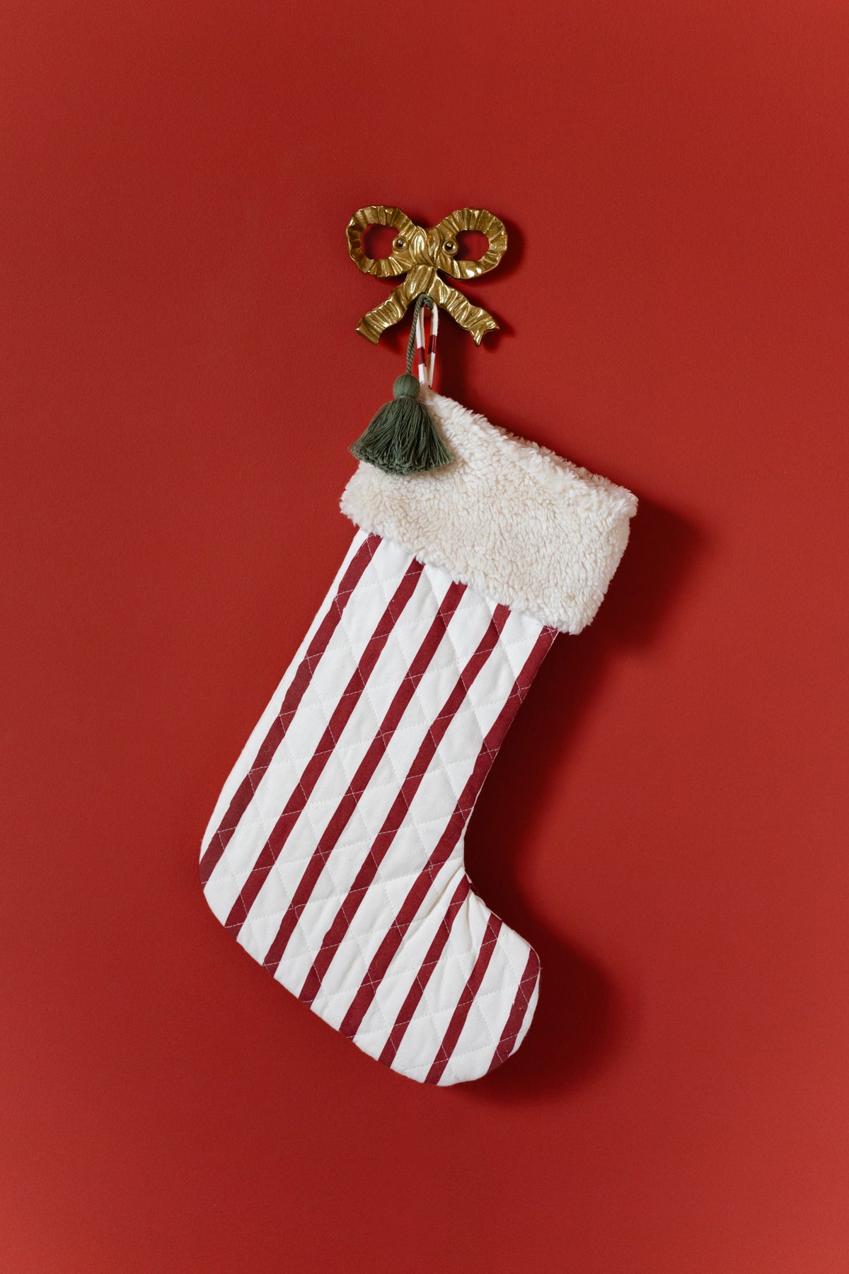 Holiday Stocking - Berry- Decor- Hanging- Red Background