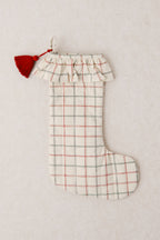 Holiday Stocking Ruffle - Noel- Green and Red Check- Red Tassel