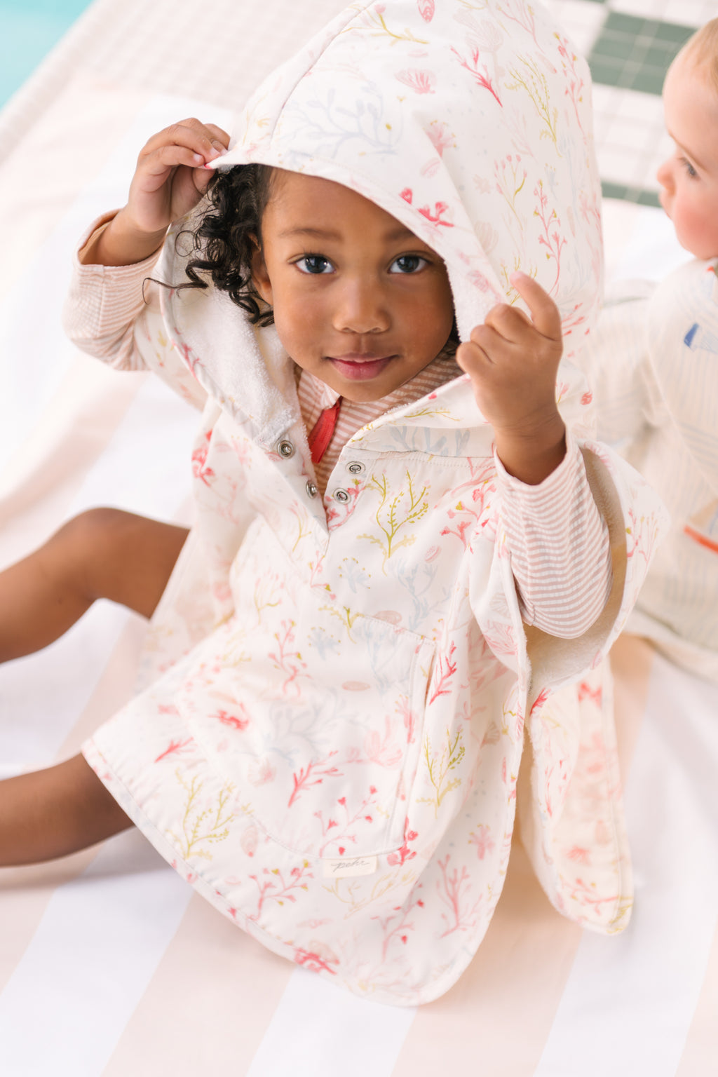 hooded poncho towel sea bloom