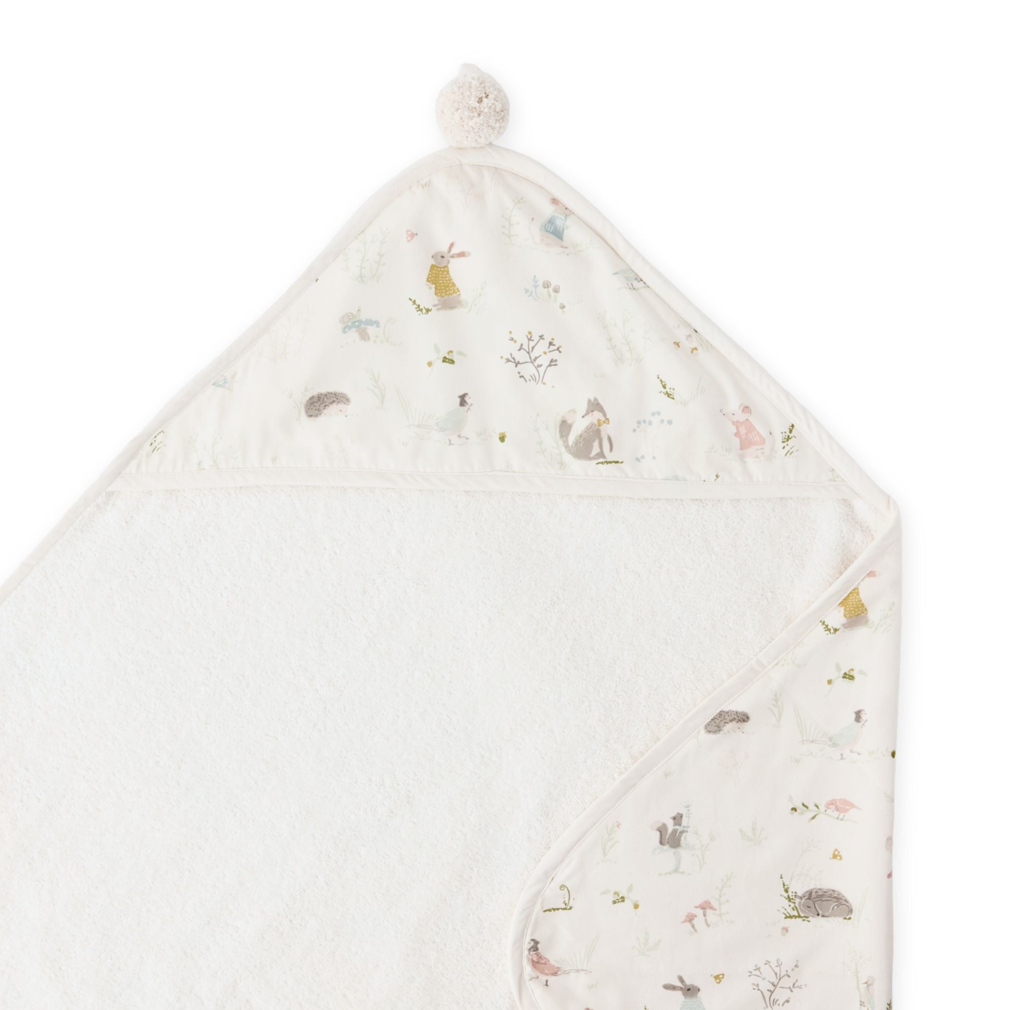 hooded towel forest fable in multi pattern