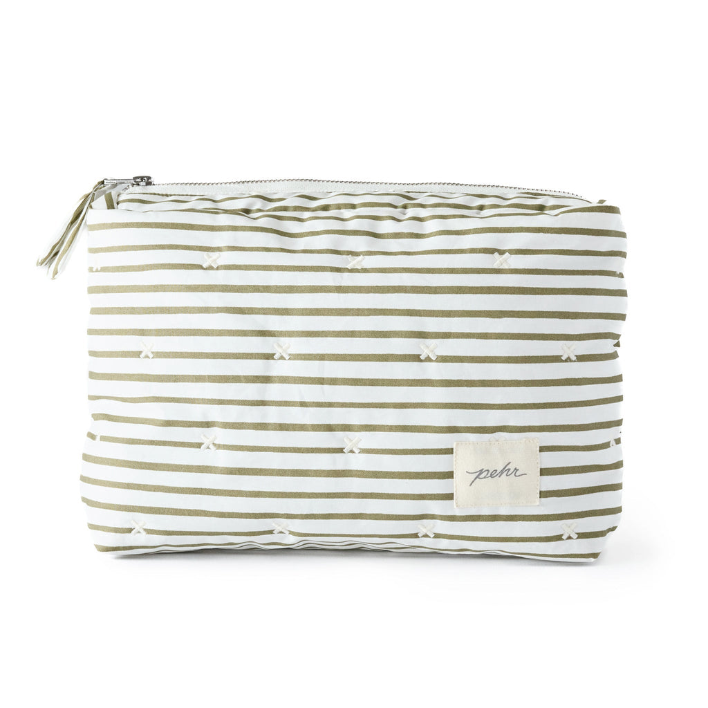 on the go pouch stripes away olive in greens pattern