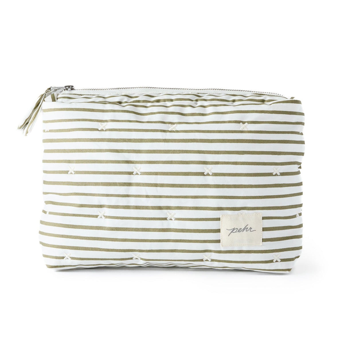 on the go pouch stripes away olive in greens pattern