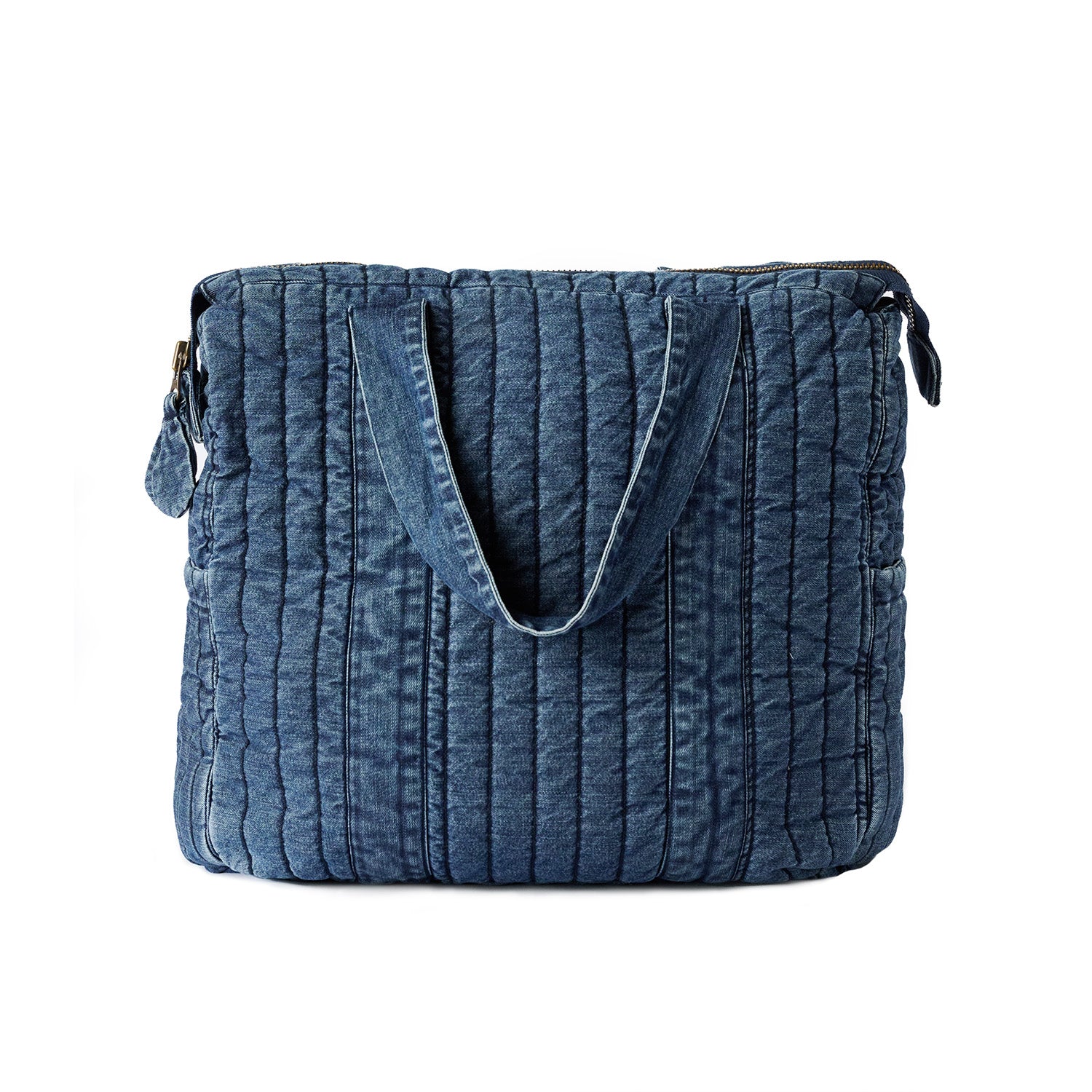 convertible diaper bag vintage wash in blues pattern pehr 1